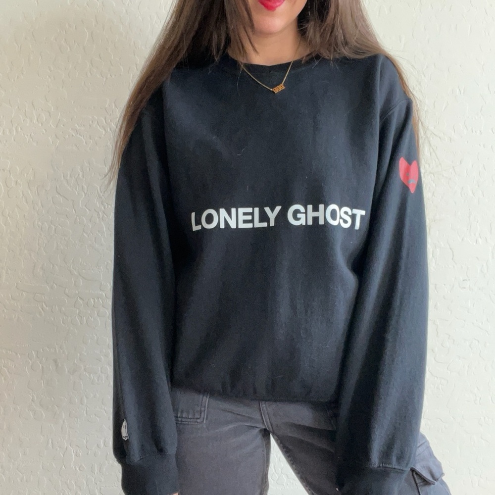 LONELY GHOST Black Crew Neck Sweater